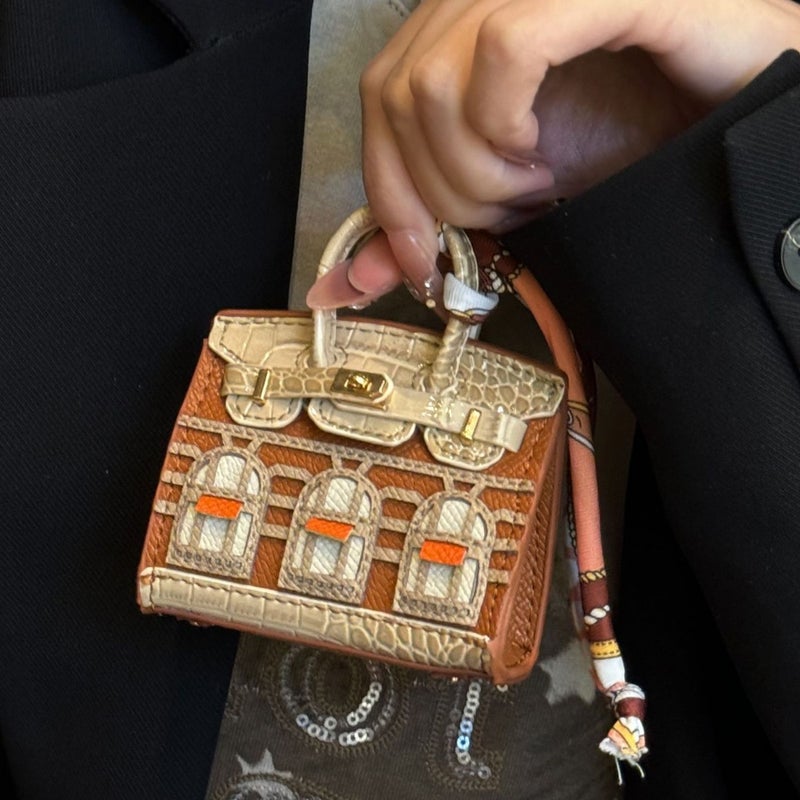 New Mini Bag Pendant House Window Platinum Bag Contrasting Color Cute Bag Pendant Earphone Lipstick Key Bag Decoration - Image 3
